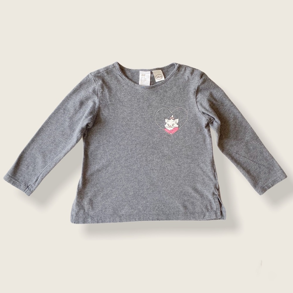 H&M x Disney Aristocats Toddler 18-24M Gray Long-Sleeve Tee w/ Snap Open